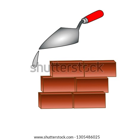 A small wall of red brick and Kelm with the remains of cement mortar.
