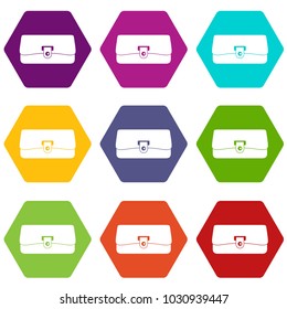 Small wallet icon set many color hexahedron isolated on white vector illustration