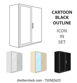 A small wardrobe with a clean mirror.Bedroom furniture single icon in cartoon style vector symbol stock illustration.