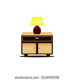 small wardrobe design illustration decorated with a table lamp on it