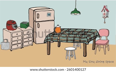 Small but warm and cozy dining space for a student living alone