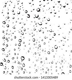 Small water drops texture vector. Rainy window overlay texture. Rain on glass background. Abstract halftone textured effect. Vector Illustration. EPS10.