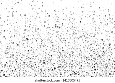 Small water drops texture vector. Rainy window overlay texture. Rain on glass background. Abstract halftone textured effect. Vector Illustration. EPS10.