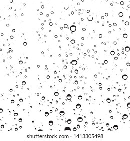 Small water drops texture vector. Rainy window overlay texture. Rain on glass background. Abstract halftone textured effect. Vector Illustration. EPS10.