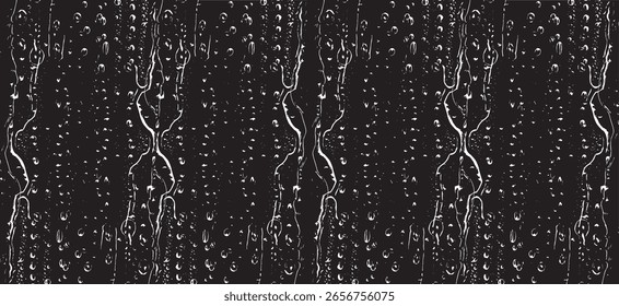 Pequena água cai vetor de textura. Textura de sobreposição de janela chuvosa. Chuva sobre fundo de vidro. Efeito de textura de meio-tom abstrato. Ilustração de vetor. EPS10