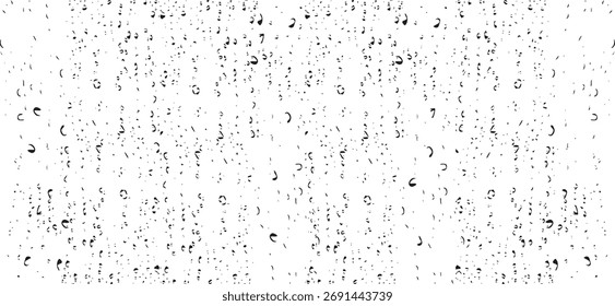 Pequeñas gotas de agua textura Vector. Textura de superposición de ventana lluviosa. Lluvia sobre fondo de cristal. Abstractas efecto texturizado semitono. Ilustración vectorial. EPS10.