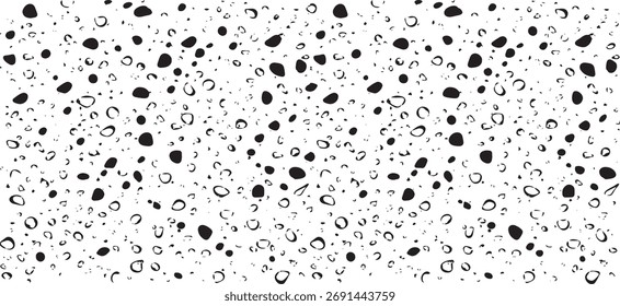 Small water drops texture vector. Rainy window overlay texture. Rain on glass background. Abstract halftone textured effect. Vector Illustration. EPS10.