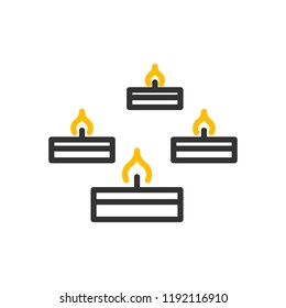 Small wax candles burning thin line vector icon. Illustration for religion, cerimonies, events etc.