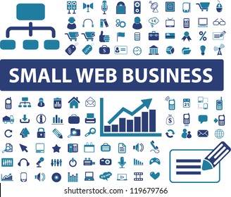 small web business signs, icons set, vector