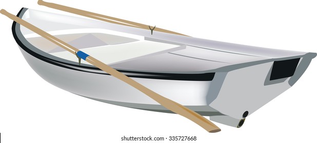 small white boat rowing