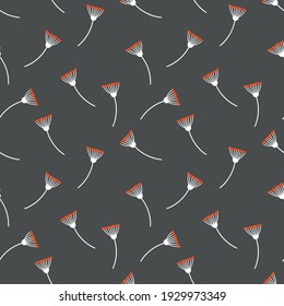 small white brunch with red berries on a gray background vector seamless pattern