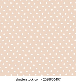 Small white circle on a cream background in pattern and background, vector.