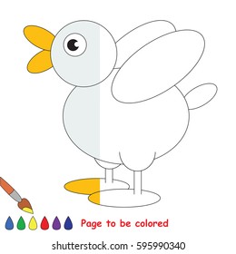 Small White Duck, the coloring book to educate preschool kids with easy gaming level, the kid educational game to color the colorless half by sample.