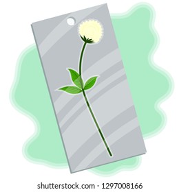 small white flower with three green leaves herbarium illustration vector graphic stock