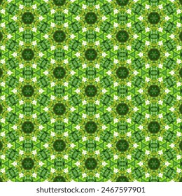Small white flowers are arranged in clusters in the circle of the bouquet. Flowers arranged in groups on a background of green leaves. in a feeling of freshness and comfort