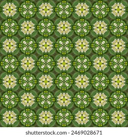 Small white flowers are arranged in clusters. Insert with arrangement of leaves Makes the flowers stand out Flowers arranged on a dark green background. Makes you feel refreshed and comfortable on you