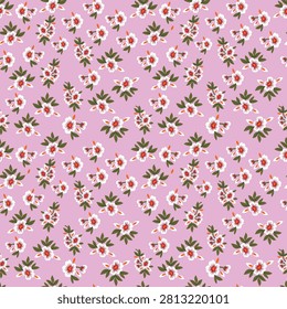 Small white flowers pink backdrop seamless textile repeat pattern floral design