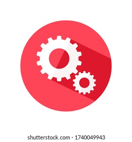 Small white gear icon on a transparent background 