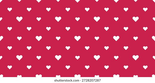 Kleine weiße Herzen auf Himbeerrotem Hintergrund. Romantischer, zarter, nahtloser Druck. Muster für Valentinstag, Hochzeiten und Feiertage