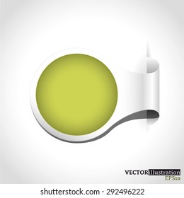 Small white and light green shadowed label like a watch with place for text. Vector illustration.