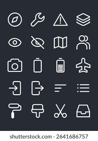 Small white line UI icons on dark background. App interface symbol.