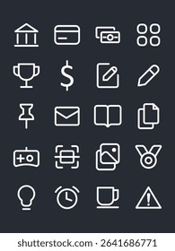 Small white line UI icons on dark background. App interface symbol.