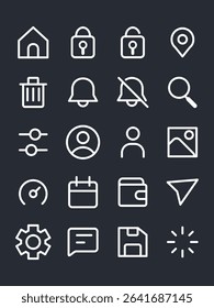 Small white line UI icons on dark background. App interface symbol.