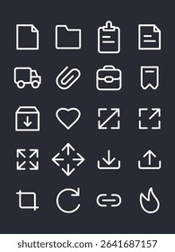 Small white line UI icons on dark background. App interface symbol.