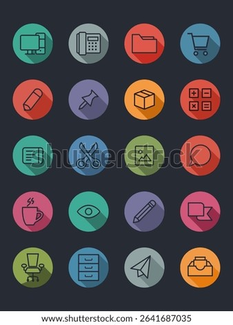 Small white line UI icons on gray color background. App interface symbol.