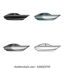 A small white motorboat. Icon in cartoon style vector symbol stock illustration.