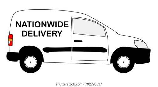 A Small White Nationwide Delivery Van With Copy Space Isolated On A White Background