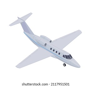 Small white passenger plane in isometric style on blank background 3d vector illustration