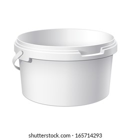 Small White Plastic Bucket Product Packaging: vector de stock (libre de