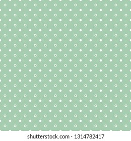 Small white polka dots and circles pattern on white background. Vector graphic.