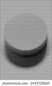 A small white prism on a white background. Made from dots