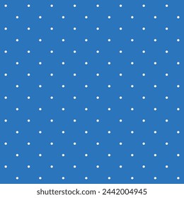 Small white seamless polka dot pattern vector, Blue background.