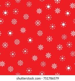 Small white snowflakes on red background seamless pattern