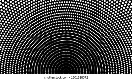 A small white spot arranged in a semi-circle on a black background