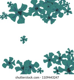 Small Wildflowers. Cute Little Violets on White Background. Vector Texture for Paper, Cover, Print. Trendy Natural Ground in Vintage Style.
