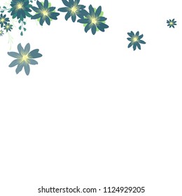 Small Wildflowers. Cute Tiny Daisies on White Background. Vector Texture for Banner, Cover, Print. Trendy Natural Ground in Vintage Style.