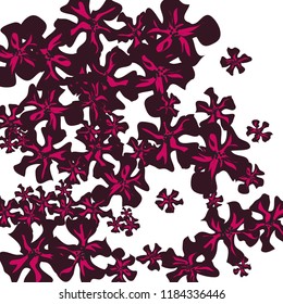Small Wildflowers. Cute Small Violets on White Background. Vector Texture for Banner, Cover, Print. Trendy Natural Ground in Vintage Style.