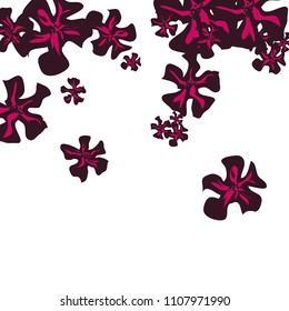 Small Wildflowers. Delicate Little Violets on White Background. Vector Texture for Print, Card, Poster. Trendy Natural Ground in Vintage Style.