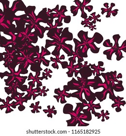 Small Wildflowers. Delicate Little Violets on White Background. Vector Texture for Banner, Cover, Poster. Trendy Natural Ground in Vintage Style.