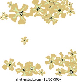 Small Wildflowers. Delicate Little Violets on White Background. Vector Texture for Banner, Cover, Poster. Trendy Natural Ground in Vintage Style.