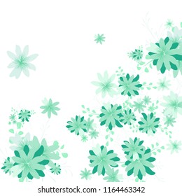 Small Wildflowers. Delicate Tiny Daisies on White Background. Vector Texture for Banner, Cover, Print. Trendy Natural Ground in Vintage Style.