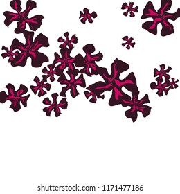 Small Wildflowers. Delicate Small Violets on White Background. Vector Texture for Banner, Card, Poster. Trendy Natural Ground in Vintage Style.