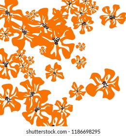 Small Wildflowers. Delicate Small Violets on White Background. Vector Texture for Banner, Cover, Poster. Trendy Natural Ground in Vintage Style.