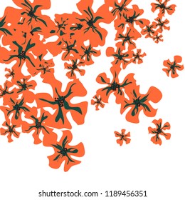 Small Wildflowers. Delicate Small Violets on White Background. Vector Texture for Banner, Cover, Print. Trendy Natural Ground in Vintage Style.