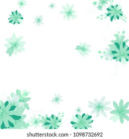 Small Wildflowers. Gentle Little Daisies on White Background. Vector Texture for Print, Card, Poster. Trendy Natural Ground in Vintage Style.