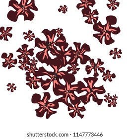 Small Wildflowers. Gentle Tiny Violets on White Background. Vector Texture for Banner, Cover, Print. Trendy Natural Ground in Vintage Style.